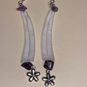 Dentalium Shells Earrings with Amethyst Stone