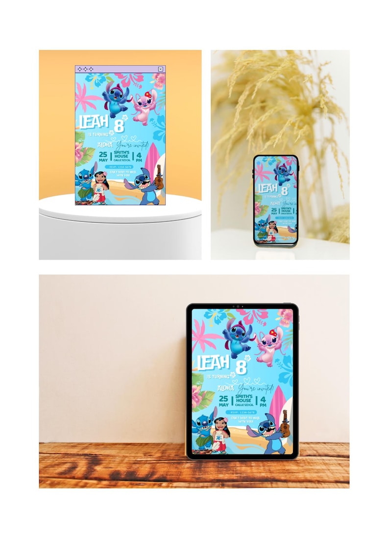 Lilo and Stitch Birthday Invitation – Editable Canva Template ...