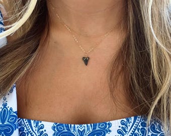 Gold Filled Wire Wrapped Shark Tooth Dainty Necklace