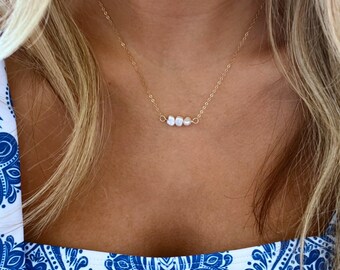 Gold Filled Fresh Water Pearl Beaded Dainty Necklace