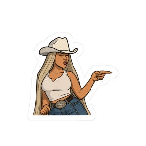 Cowboy Carter de bande dessinée de Beyonce autocollant | Décalcomanies amusantes pour ordinateur portable, carte de cow-boy, indispensables du festival, ambiance western