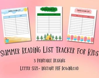 Printable Summer Reading List Tracker for Kids: 3 Fun Designs (PDF Download)