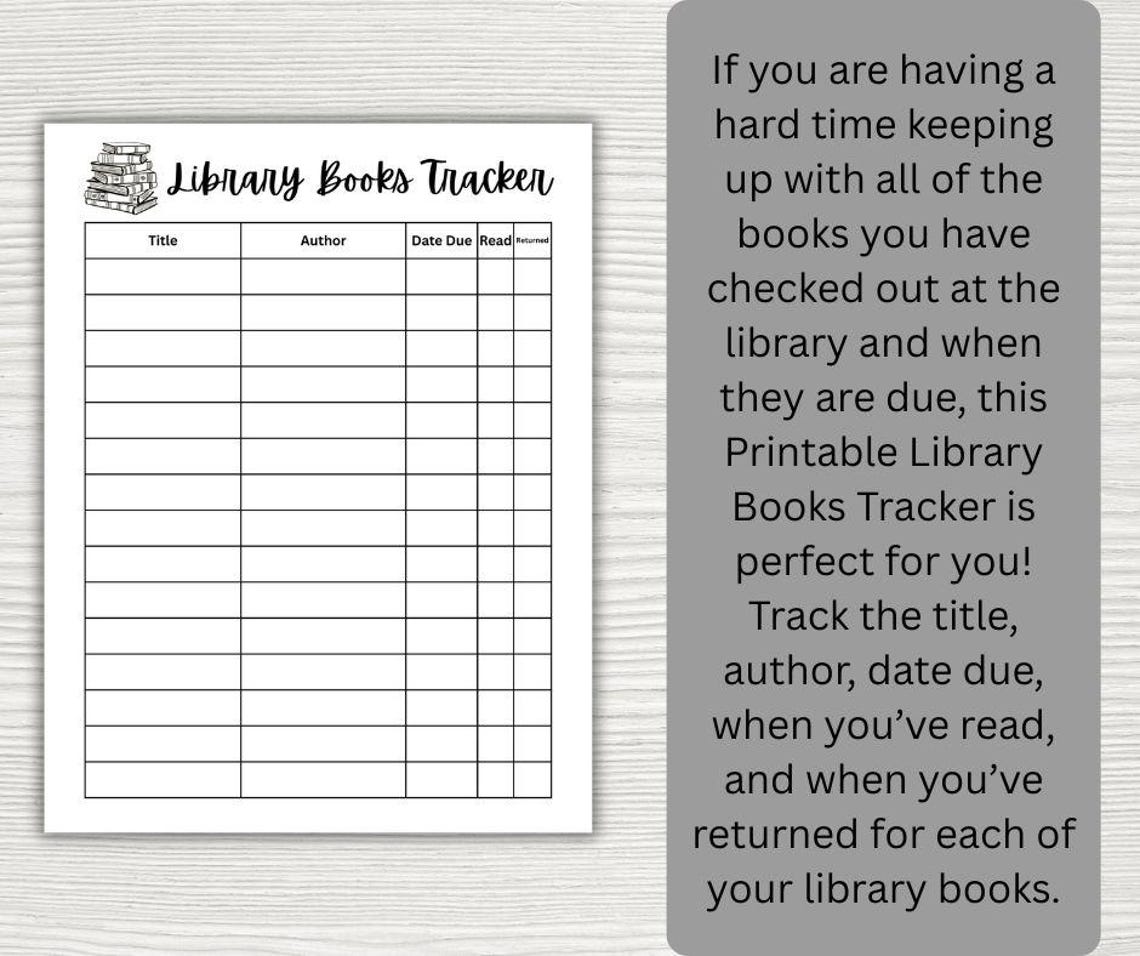 Printable Library Books Tracker Template (letter & A4 Sizes, PDF ...