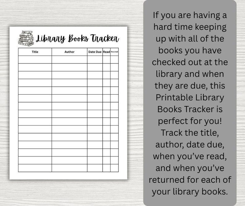 Typable Library Book Tracker Sheet.pdf Printable Library Books Tracker Template (letter & A4 Sizes, PDF ...