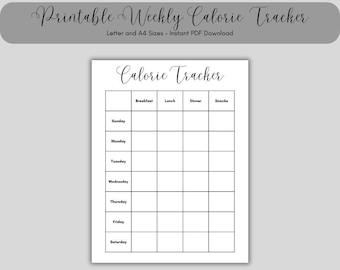 Printable Weekly Calorie Tracker (Letter & A4 Sizes, PDF Download)