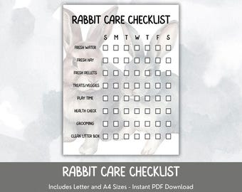 Printable Rabbit Care Checklist: Daily Chore Chart (PDF Download, Letter and A4 Sizes)
