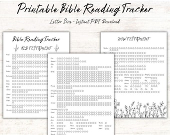 Printable Bible Reading Tracker: Bible Chapter Checklist (Letter Size, PDF Download)