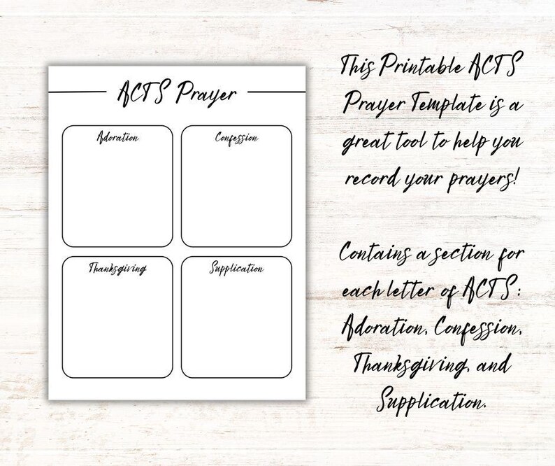 Prayer Tools.pdf Printable ACTS Prayer Template: Minimalist Design (letter and A4 Sizes ...