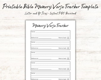 Printable Bible Memory Verse Tracker (Letter & A4 Sizes, PDF Download)
