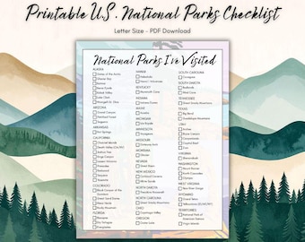 Druckbare US National Parks Checkliste: Travel Tracker Vorlage (PDF Download)