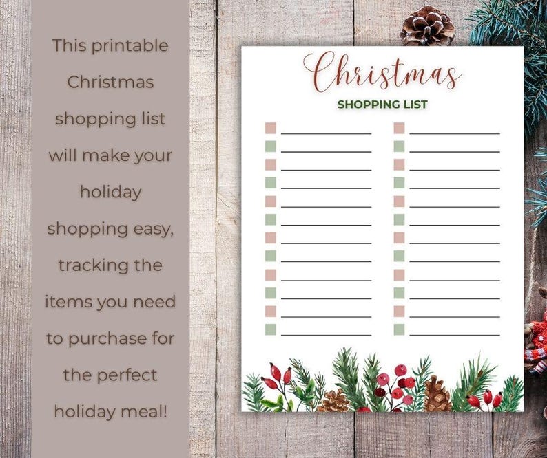 Printable Christmas Menu Planner and Shopping List Bundle- Letter and ...