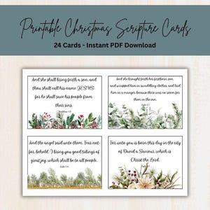 Printable Christmas Scripture Cards: KJV Bible Verses (Set of 24, PDF Download)