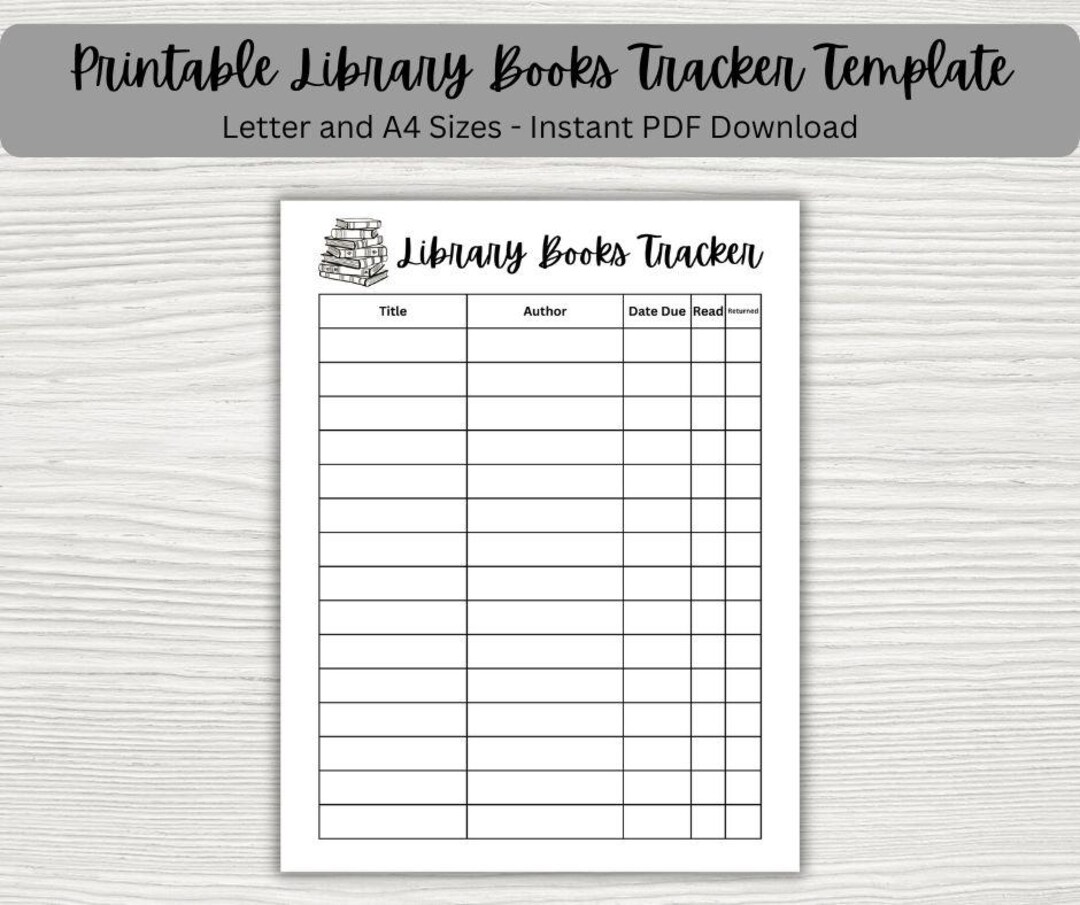 Typable Library Book Tracker Sheet.pdf Printable Library Books Tracker Template (letter & A4 Sizes, PDF ...