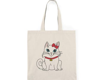 Cat Lover Tote Bag | Hand Drawn Cat Illustration | Cute Cat Canvas Bag | Reusable Shopping Tote | Unique Cat Art Gift | Pet Lover Gift Tote