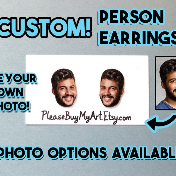 CUSTOM Person Photo Stud Earrings / Personalized Human Earrings / Personalized Family Earrings / Personalized Child Earrings