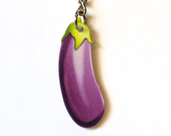 Eggplant Emoji Cartoon Keychain / Funny Vegetable Accessories Etsy