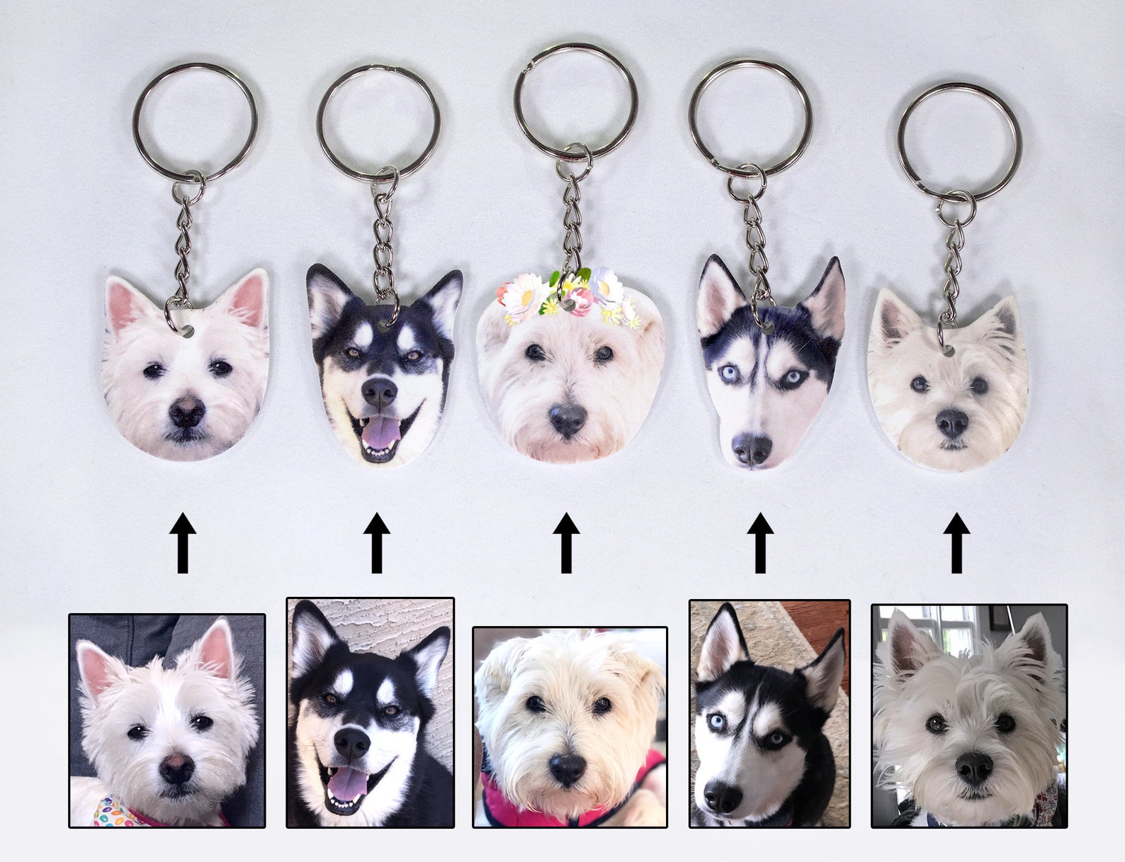 CUSTOM Pet Photo Keychain / Personalized Dog Keychain Cat Etsy