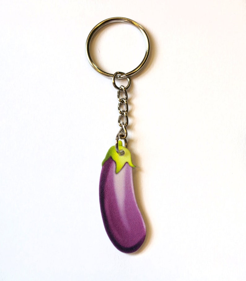 Eggplant Emoji Cartoon Keychain / Funny Vegetable Accessories Etsy