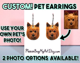 CUSTOM Pet Photo Hypoallergenic Niobium Dangle Earrings / Personalized Dog Earrings / Personalized Cat Earrings