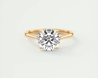 2.00 CT Round Cut Lab Grown Diamond Engagement Ring, 14k Solid Gold Solitaire Ring, Solitaire Wedding Ring, Bridal Ring, Anniversary Gift.