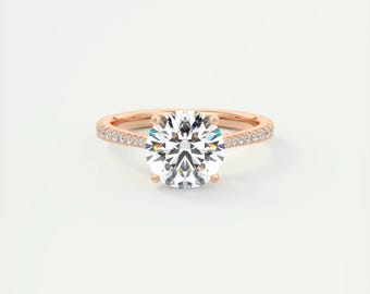 2.40 TCW Lab Grown Diamond Engagement Ring, 14k Solid Gold Hidden Halo Ring, Proposal Ring, Wedding Ring, Anniversary Gift Ring For her.