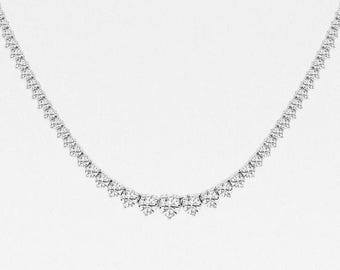 4 TCW Round Cut Lab Grown Diamond Tennis Necklace, 14K Solid Gold Diamond Necklace, Handmade Diamond Wedding Necklace For Her,Bridal Jewelry