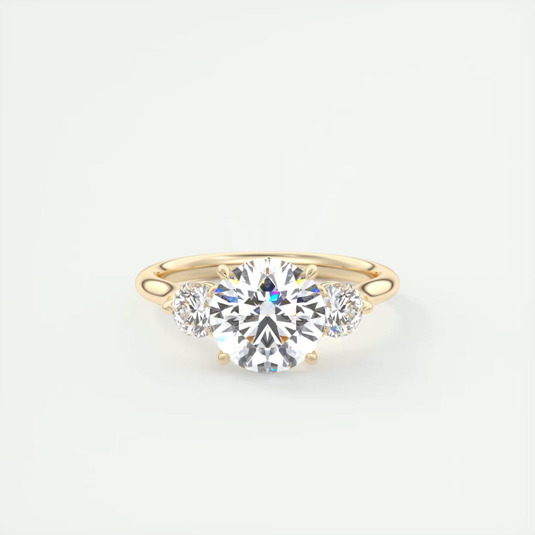 Trilogy Round Cut Lab Grown Diamond Engagement Ring, 2 CT Three Stone ...