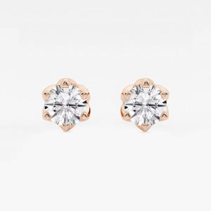 0.50-3.00 TCW Round Cut Lab-Grown Diamond Stud Earrings for Her, Flower Round Stud Earrings, Wedding Earrings, Anniversary Gift for Her