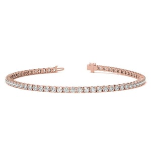 2.30 TCW Round Cut Lab Grown Diamond Tennis Bracelet, 14K Solid Gold Bridal Wedding Bracelet, Handmade Diamond Tennis Bracelet For Her.