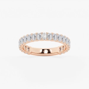 1.50 TCW Emerald Cut Lab Grown Diamond 3\4 Eternity Band, 14K Solid Gold Wedding Band, Anniversary Gift Band, Diamond Eternity Band For Her.