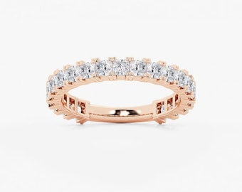1.50 CT Princess Cut Lab Grown Diamond 3\4 Eternity Band, Princess Cut Lab Grown Diamond Wedding Band, 14K Solid Gold Band, Anniversary Gift
