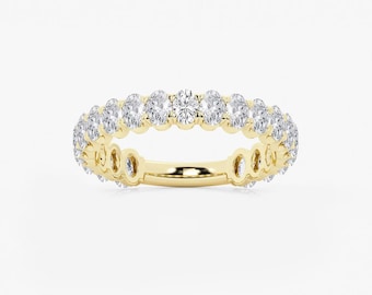 Lab Grown Oval Eternity Band, 1.50 CT Oval Cut Lab Grown Diamond Band, Lab Diamond Wedding Band, Gold Diamond Band, Diamond Eternity Band.