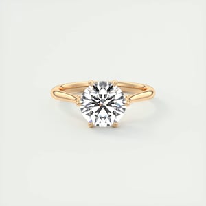 2.00 CT Round Cut Lab Grown Diamond Solitaire Ring, 14k Solid Gold Engagement Ring, Flower Wedding Ring, Bridal Ring, Anniversary Gift Ring.