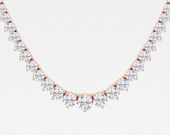 Lab Grown Diamond Tennis Necklace, 12.00 TCW Round Cut Lab Diamond Necklace, Bridal Necklace, Wedding Necklace For Women, Anniversary Gift.