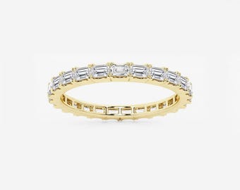 2.00 TCW Emerald Cut Wedding Band, Lab Grown Wedding Band, East West Emerald Cut Band, Diamond Wedding Band, Anniversary Gift, Promise Band.