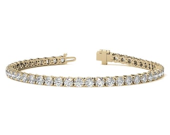 Pulseira de diamantes cultivados em laboratório com corte redondo de 10,50 TCW, pulseira de tênis de diamantes em ouro maciço 14K para mulheres, pulseira de diamantes de laboratório, presente para mãe/esposa