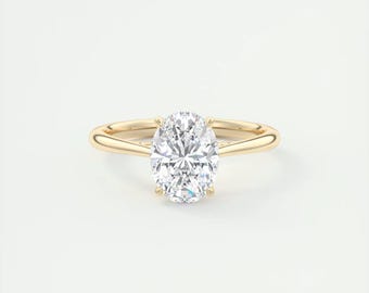 2.00 CT Oval Cut Lab Grown Diamond Solitaire Ring, 14k Solid Gold Engagement Ring, Flower Wedding Ring, Promise Ring, Anniversary Gift Ring.