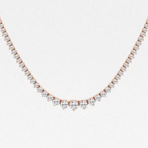 Lab Grown Diamond Tennis Necklace, 5 TCW Round Cut Lab Diamond Necklace, Bridal Necklace, Wedding Necklace For Women, Anniversary Gift.