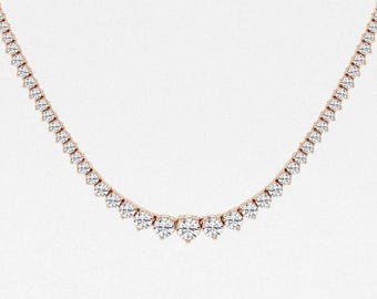 Lab Grown Diamond Tennis Necklace, 5 TCW Round Cut Lab Diamond Necklace, Bridal Necklace, Wedding Necklace For Women, Anniversary Gift.