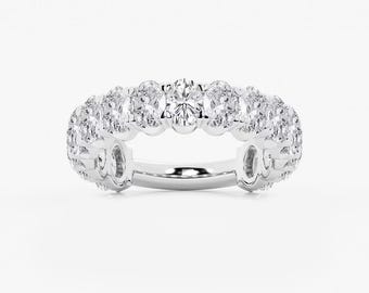 3.00 TCW Oval Cut Lab grown 3\4 Eternity Wedding Band for Women, 14K Solid Yellow Gold Lab Grown Band, Oval Diamond Band, Anniversary Gift.