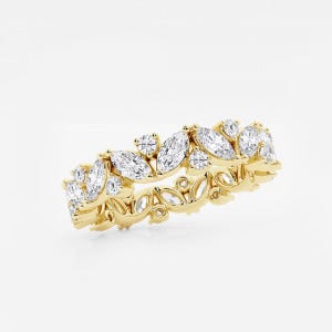 2.00 TCW Marquise And Round Cut Full Eternity Band, 14K Solid Gold Wedding Band, Bridal Band, Lab Grown Diamond Band, Anniversary Gift.