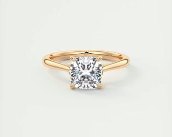 2.00 CT Cushion Cut lab Grown Engagement Ring, 14k Solid Gold Solitaire Ring, Wedding Ring, Bridal proposal Ring, Anniversary Gift Ring.