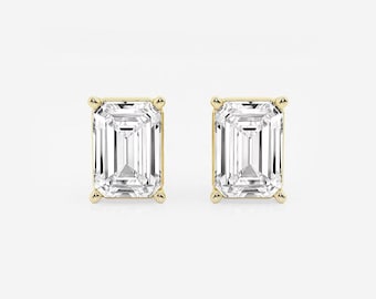 0.50 - 6.00 TCW Emerald Cut Lab Grown Diamond Stud Earrings,Lab Diamond Stud Earring,Everyday Wear Minimalist Stud Earrings,CVD Diamond Stud