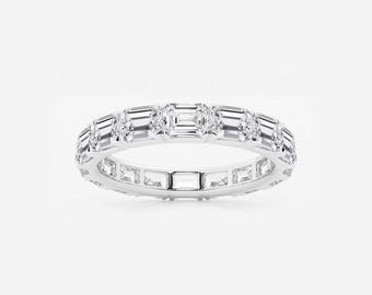 3.00 TCW Emerald Cut Wedding Band, Lab Grown Wedding Band, East West Emerald Cut Band, Diamond Wedding Band, Anniversary Gift, Promise Band.