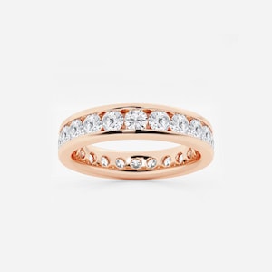 Channel Set Lab Grown Diamond Full Eternity Band, 2.00 TCW Round Cut Wedding Band, 14K Solid Gold Eternity Band, Bridal Band, Proposal Band.