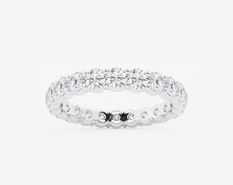 Full Eternity Lab Grown diamanten trouwring, 2,00 TCW rond geslepen diamanten band, 14K massief gouden Eternity-band, bijpassende band, jubileumcadeau