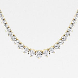 10.00 TCW Round Cut Lab Grown Diamond Tennis Necklace, 14k Solid Yellow Gold Diamond Necklace, Wedding Necklace For Her, Bridal Jewelry.