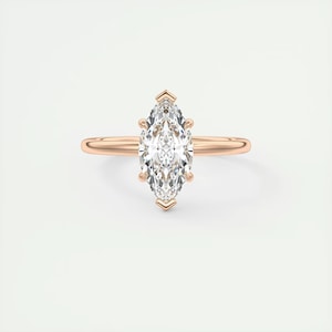 2.00 CT Marquise Cut Lab Grown Diamond Solitaire Ring, 14K Solid Gold Engagement Ring, Diamond Wedding Ring, Proposal Ring, Bridal Ring.