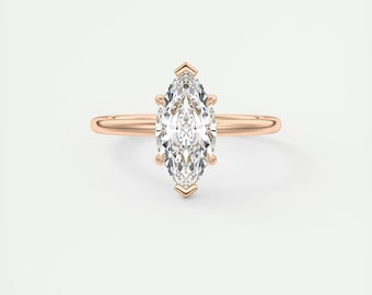 2.00 CT Marquise Cut Lab Grown Diamant Solitär Ring, 14K Solid Gold Verlobungsring, Diamant Ehering, Vorschlag Ring, Brautring.