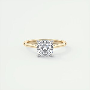 14K Solid Gold Engagement Ring, 2.00 CT Cushion Cut Lab Grown Diamond Ring, Anniversary Gift Ring, Proposal Ring, Two Tone Wedding Ring.